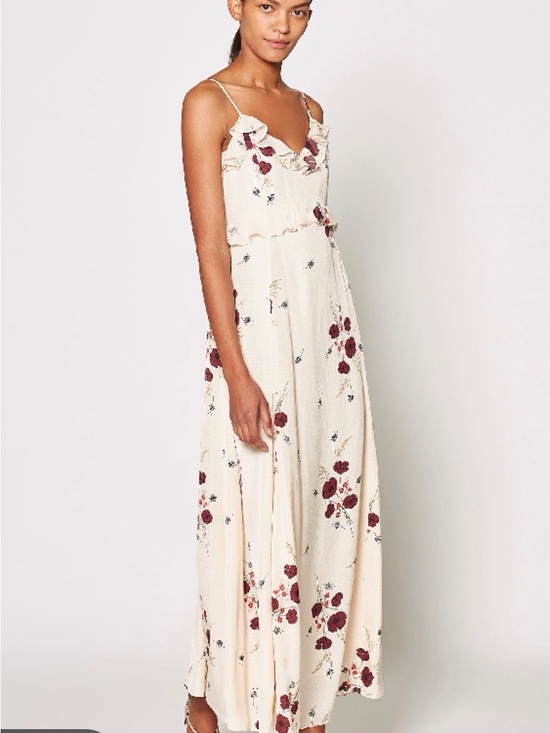 Joie Dresses & Skirts - NWT Joie Floral Ruffle Slip Dress - Cream with Burgundy
